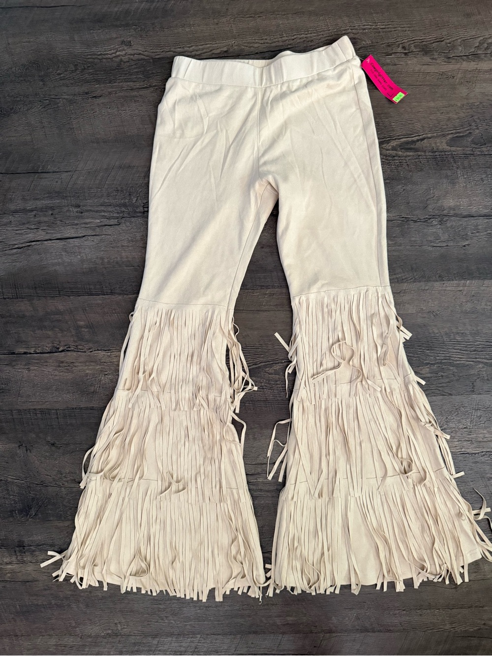 Cowgirl Glitter Fringed Flare Leggings - Ivory